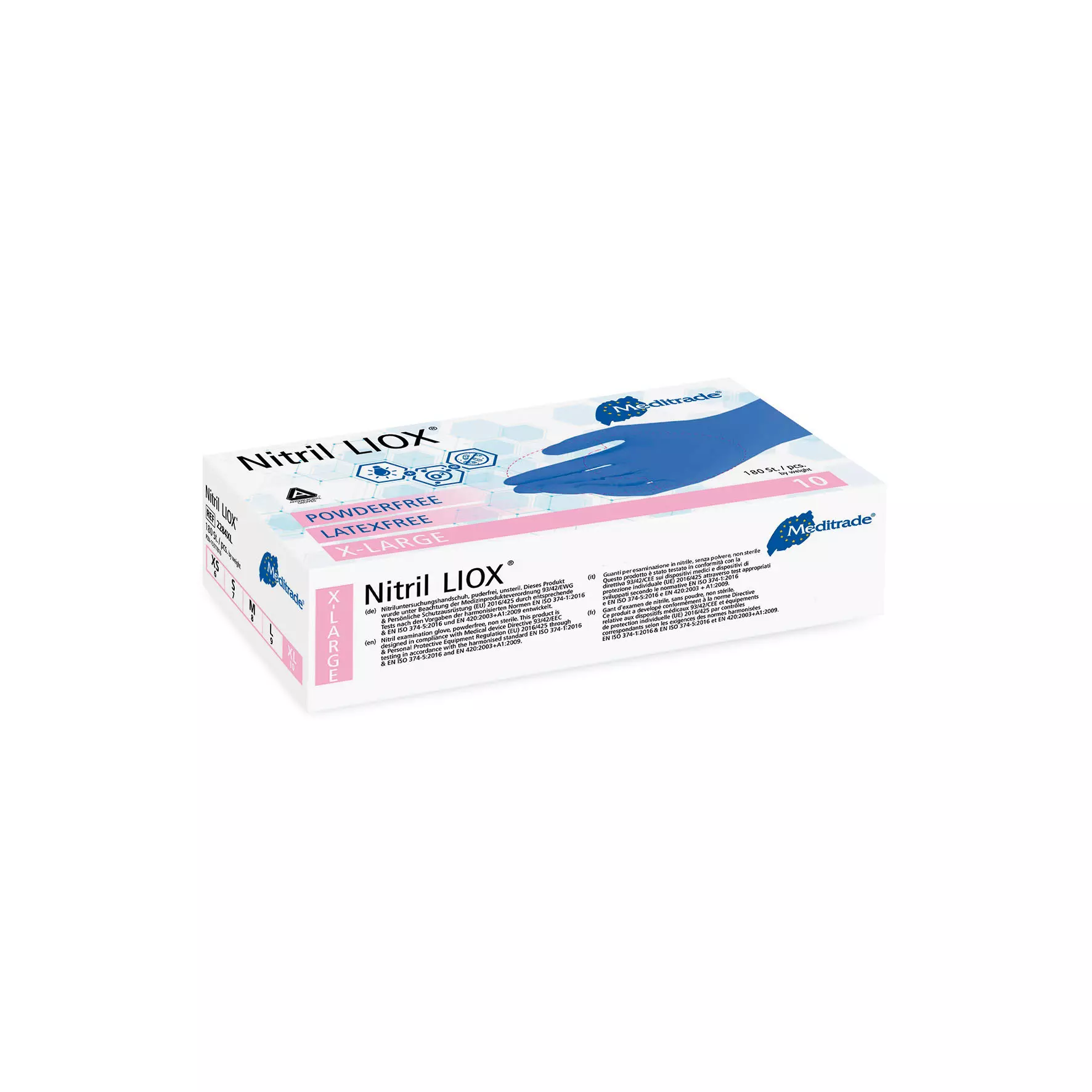 Meditrade 2284, Nitril® LIOX Antimicrobial Nitrile Examination Glove, Blue, Powder-Free, image 4