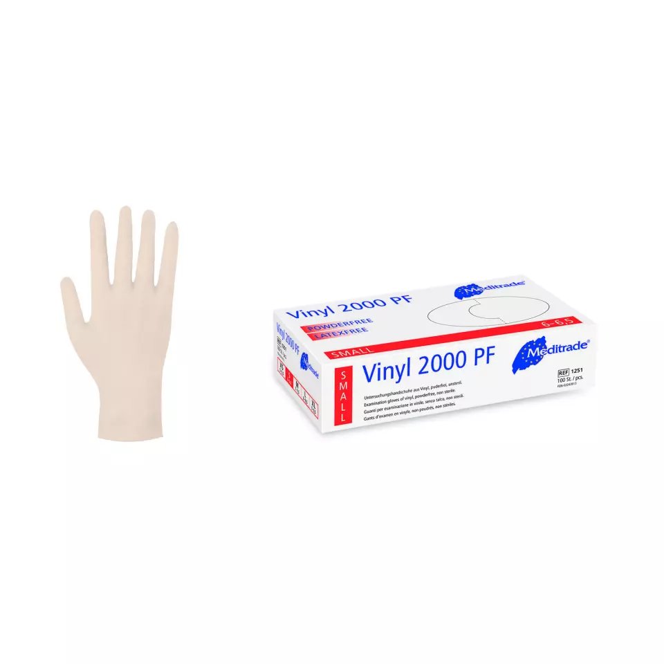 Meditrade 1251, Vinyl 2000 PF Vinyl Examination Glove, Powder-Free, image 3, gallery thumbnail