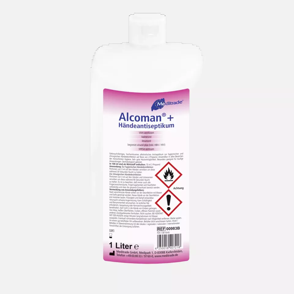 Meditrade 00983B, Alcoman®+ Hand Disinfectant, 1 L, image 1, gallery thumbnail