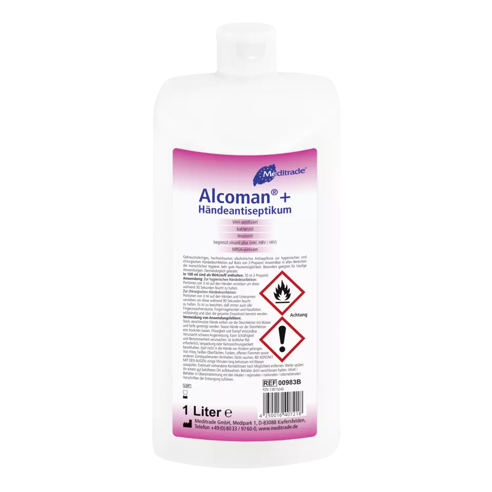 Meditrade 00983B, Alcoman®+ Hand Sanitizer, 1 L, image 1, gallery thumbnail