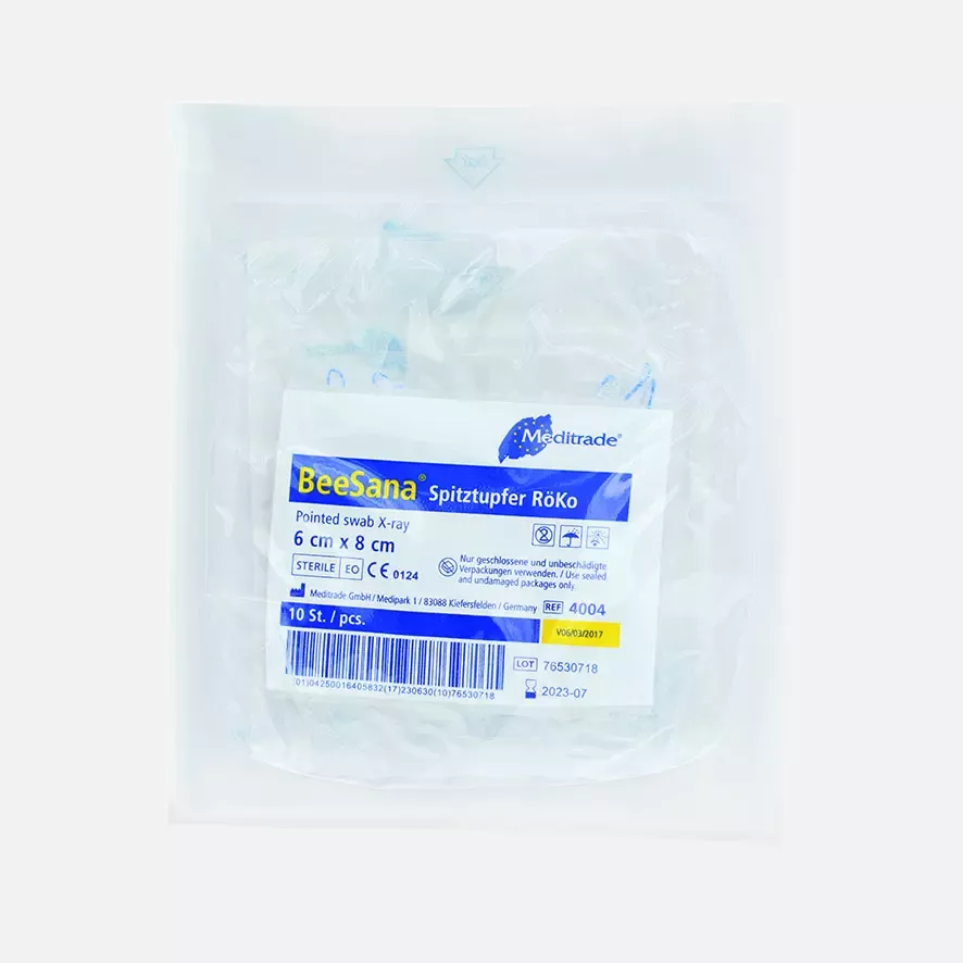 Meditrade 4004, BeeSana® Pointed Swab VM 20, X-Ray Detectable Thread, Sterile, 6 x 8 cm, Small, image 1