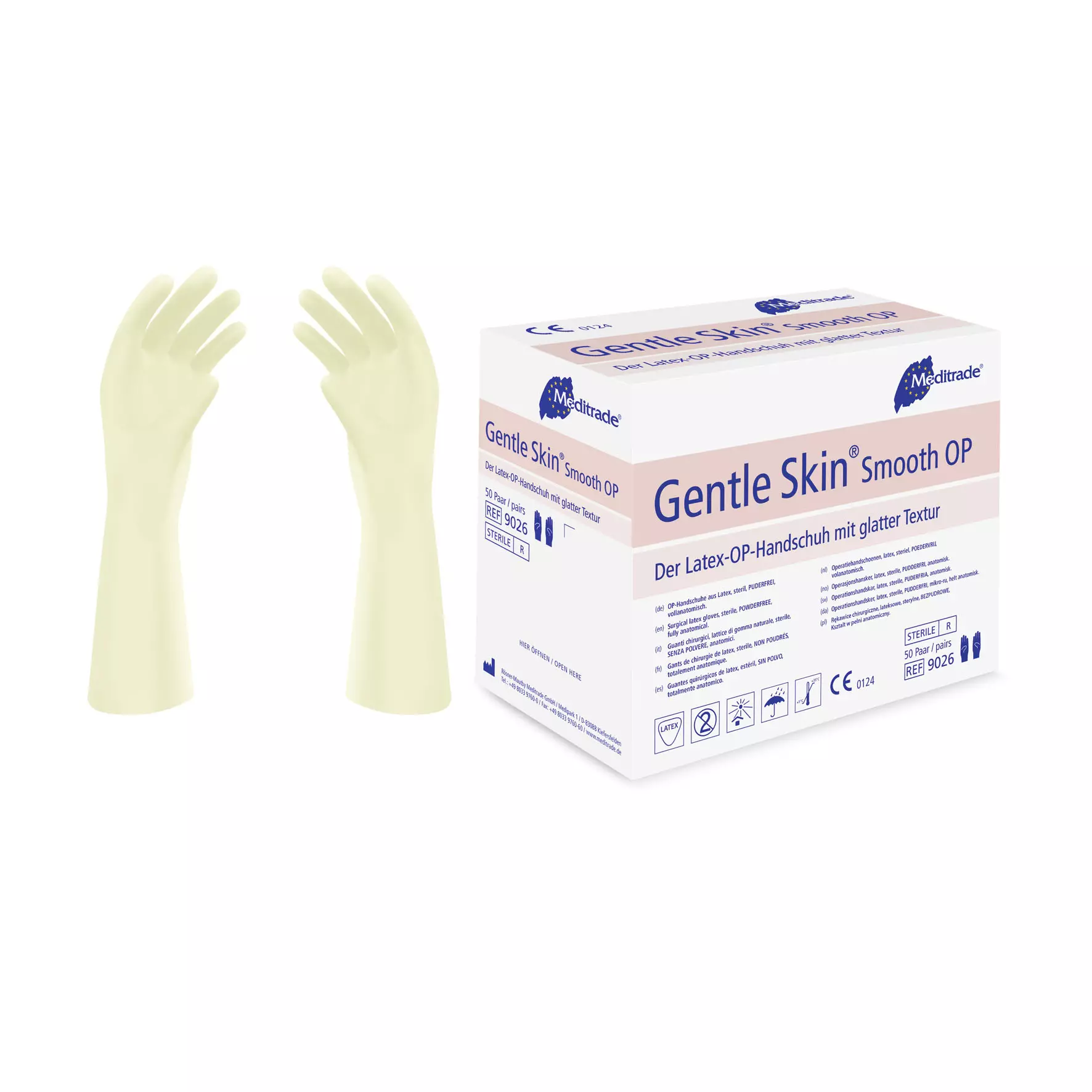 Meditrade 9026, Gentle Skin® Smooth Surgical Latex Glove, Sterile, Powder-Free