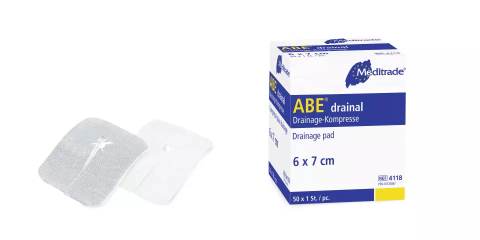 Meditrade 4118, ABE® drainal, 6 x 7 cm, sterile, image 1, gallery thumbnail