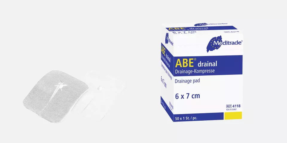 Meditrade 4118, ABE® Drainal, 6 x 7 cm, Sterile, image 1, gallery thumbnail