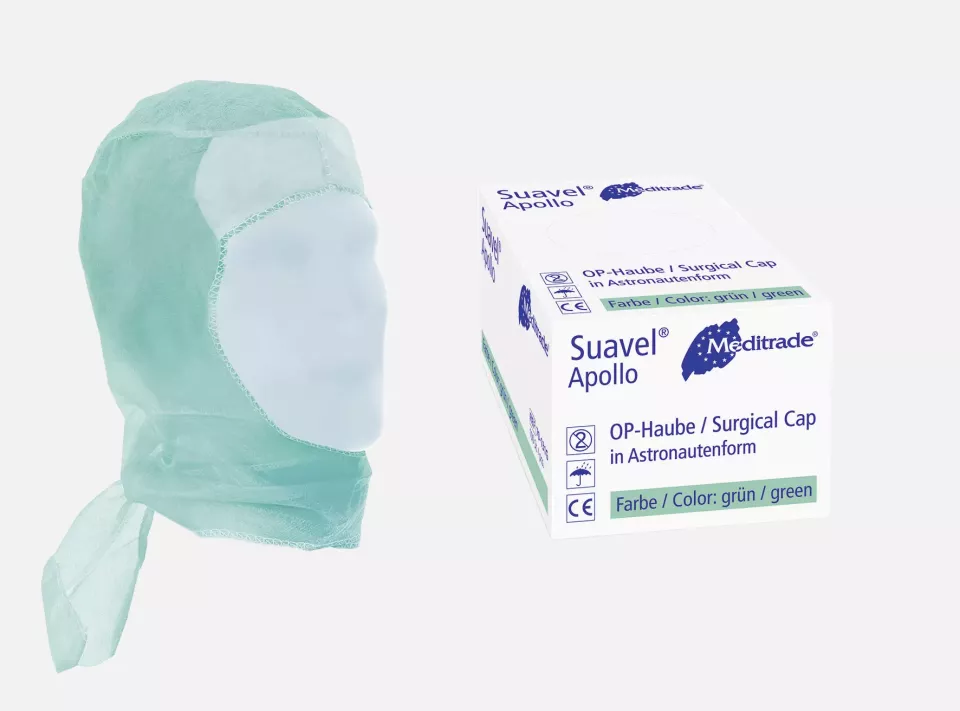 Meditrade 70-131G, Suavel® Apollo Surgical Cap in Astronaut Shape, Green, image 1, gallery thumbnail
