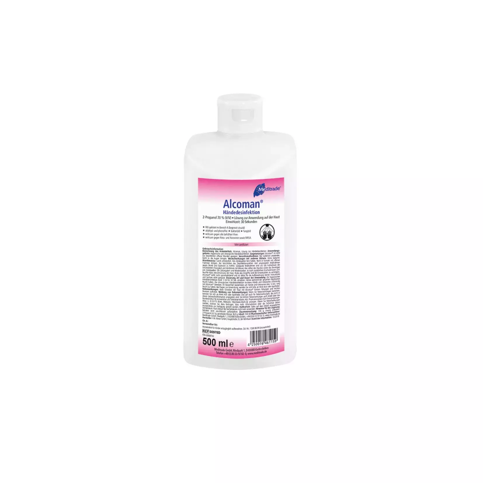 Meditrade 00978P, 500ml Alcoman Disinfectant, image 1
