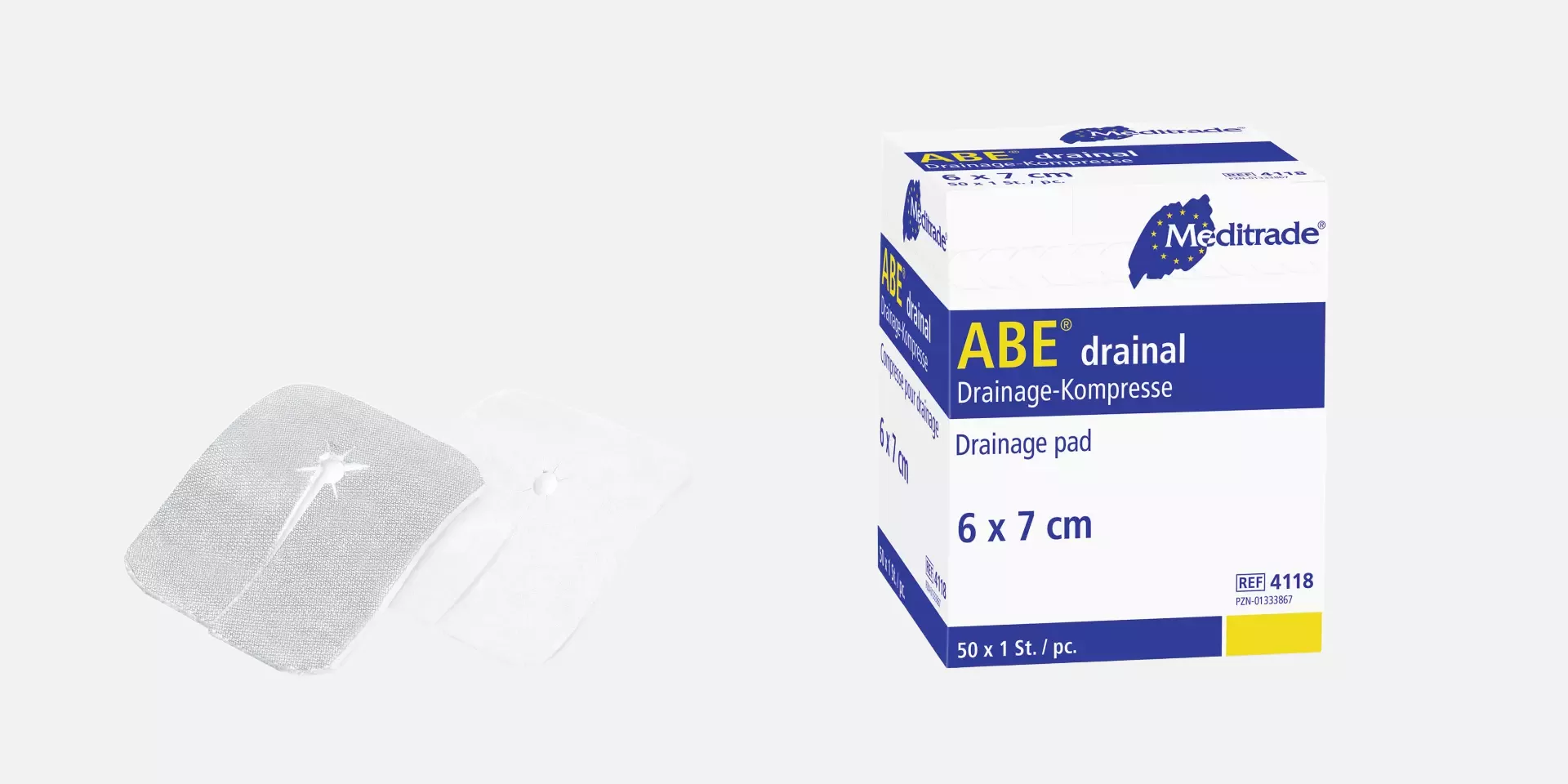 Meditrade 4118, ABE® Drainal, 6 x 7 cm, Sterile, image 1