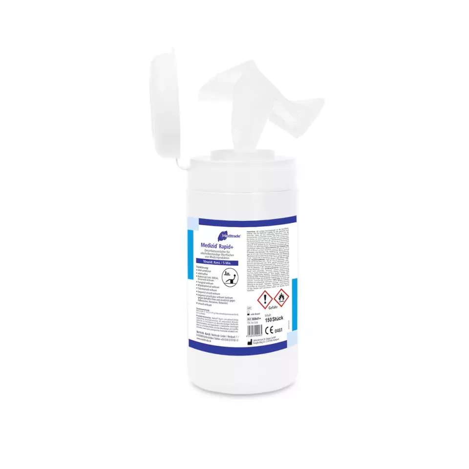 Meditrade 00941, Medizid® Rapid+ Disinfection Wipes, Wipes in PE Dispenser Container, image 1, gallery thumbnail