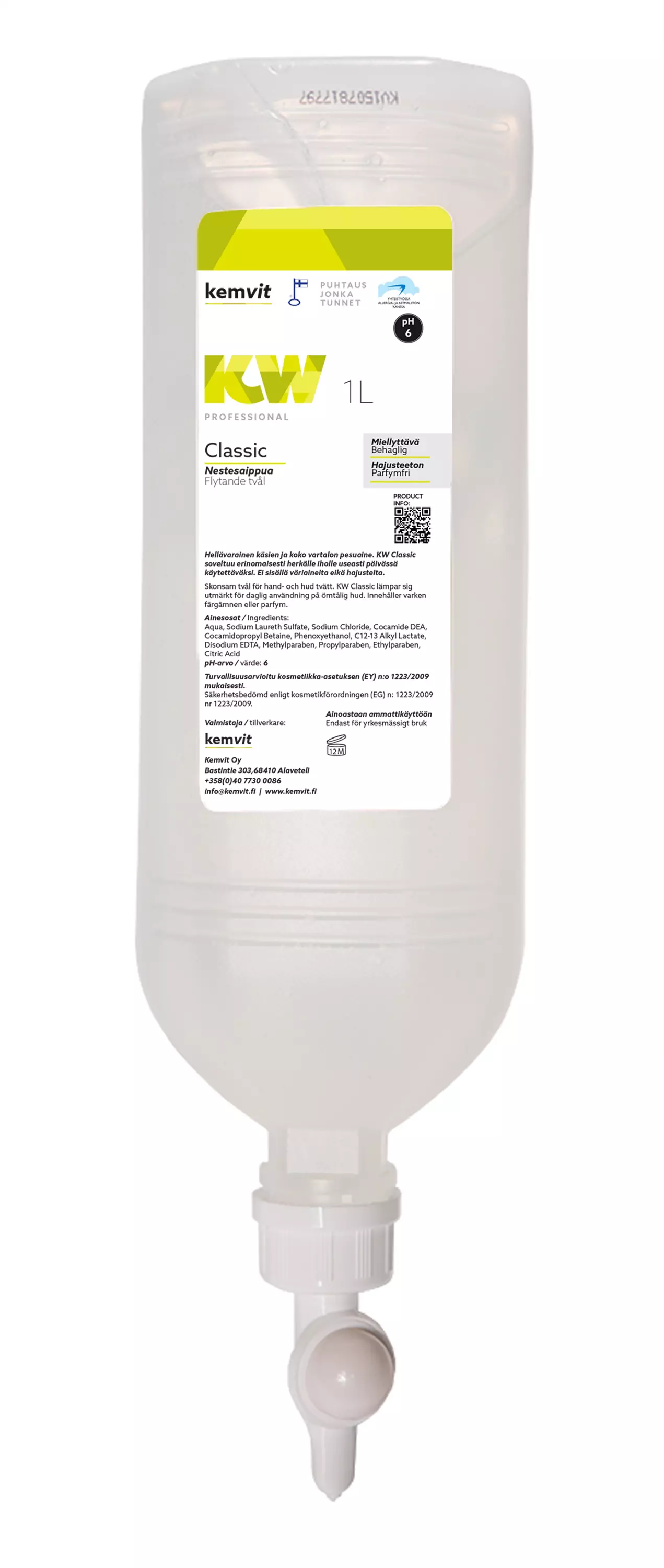 Kemvit 1850011, KW CLASSIC 1L Dispenser Hand and Body Wash, image 1