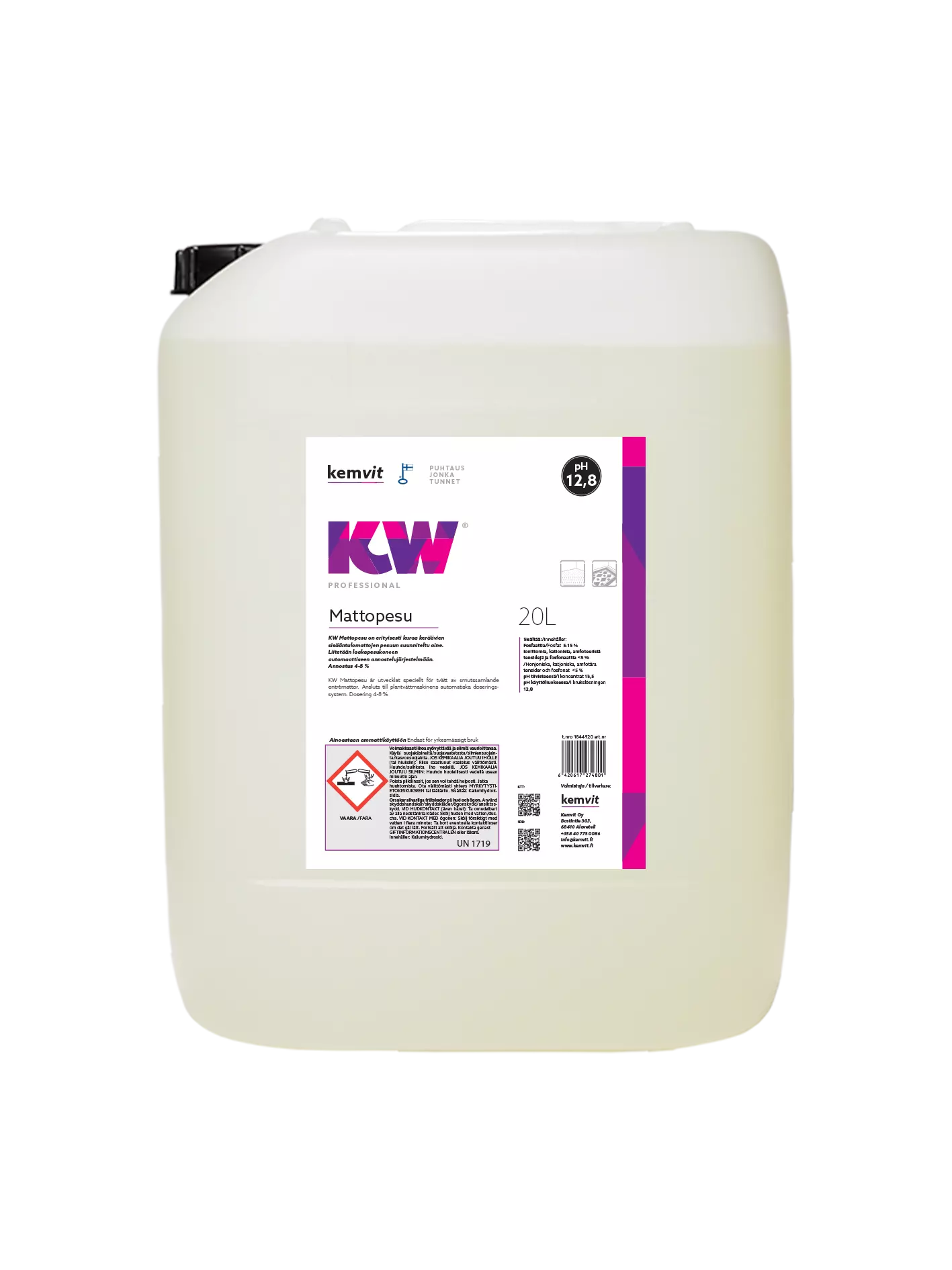 Kemvit 1844920, KW 20L Carpet Cleaning Detergent, image 1