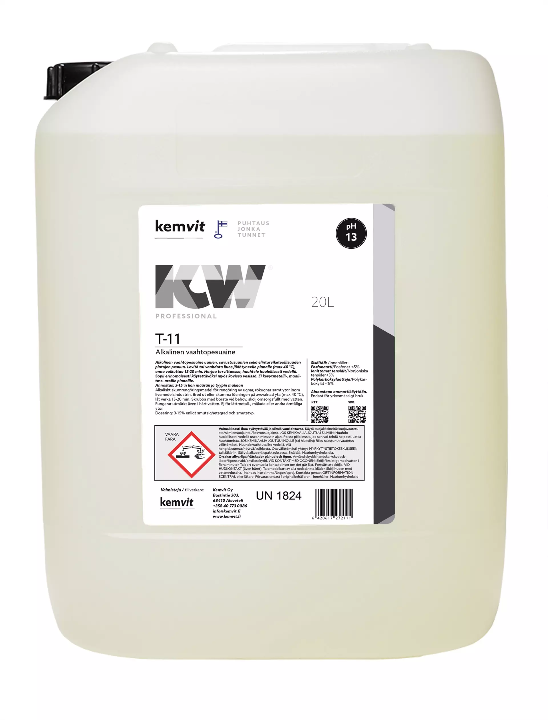 Kemvit 1842528, KW T-11 28kg Starkt alkaliskt skumrengöringsmedel för rökkammare, image 1