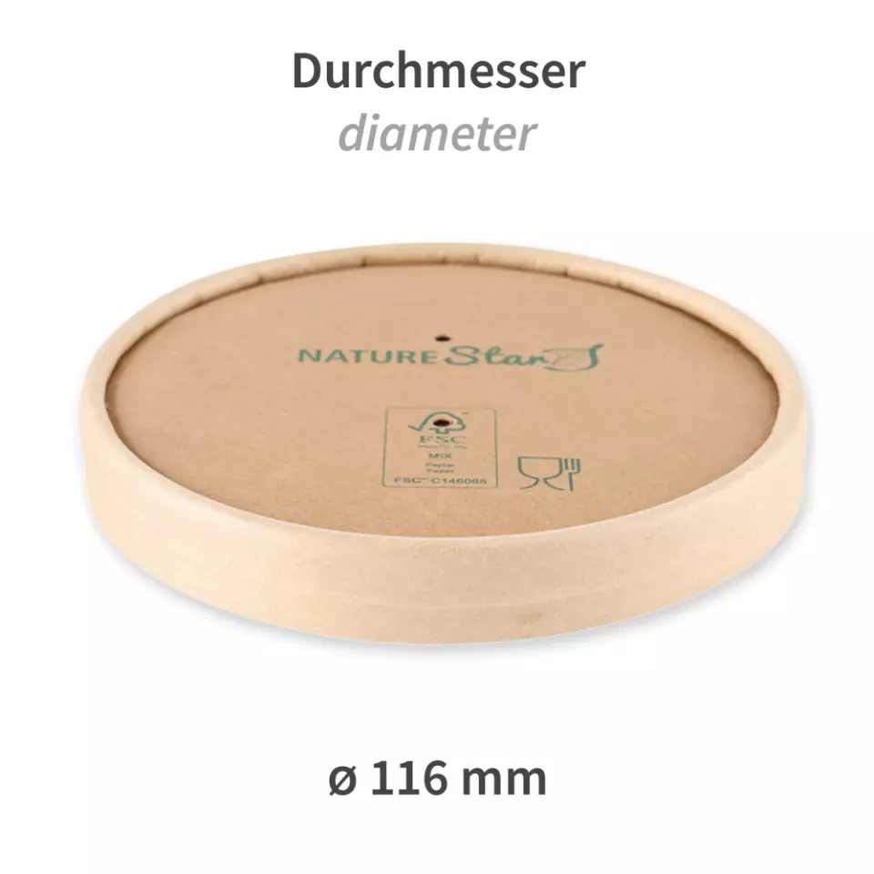 NATUREStar 417212, Minestrone Organic Lids, ø 116 mm, kraft paper/PE, FSC®-mix, image 2, gallery thumbnail