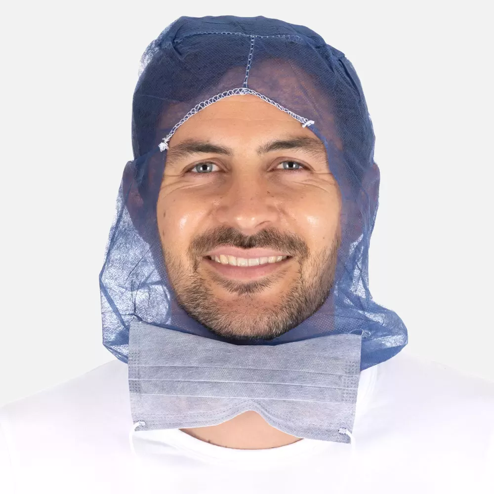 HygoNorm 132006, PP Astro Eco Caps with 2-ply Face Mask, Dark Blue, image 6
