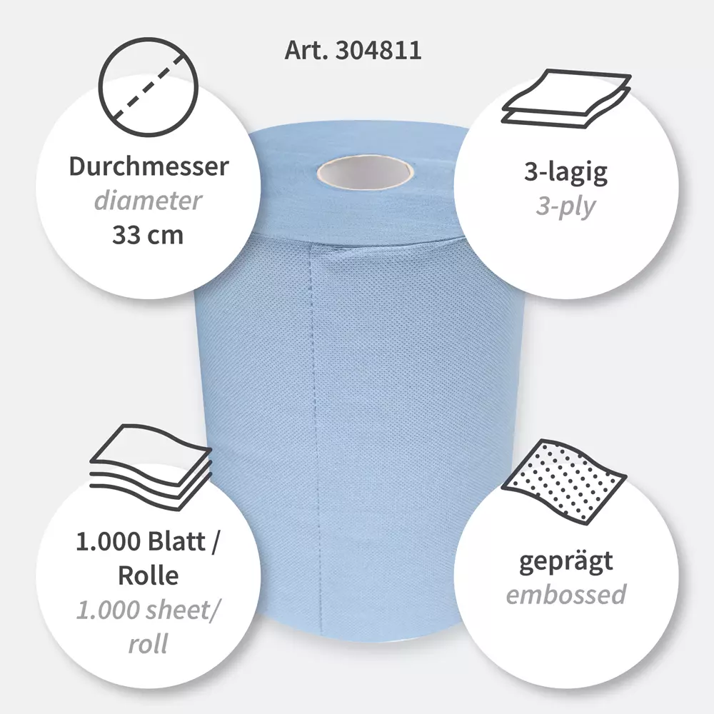 HygoClean 304811, Recycled Paper Cleaning Papers, 3-Ply, Blue, image 3