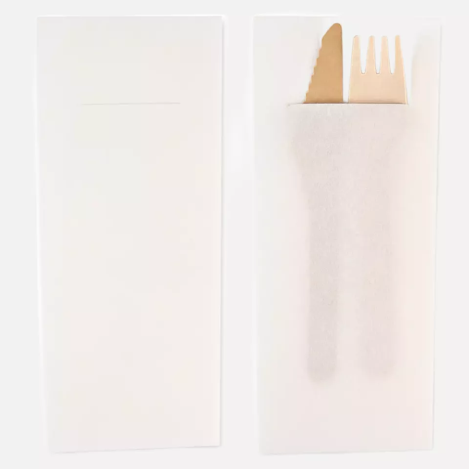 Franz Mensch 30630, Airlaid Cutlery Napkins, 40 x 33 cm, 1-ply, 1/8 Fold, White, FSC®-mix, image 1, gallery thumbnail
