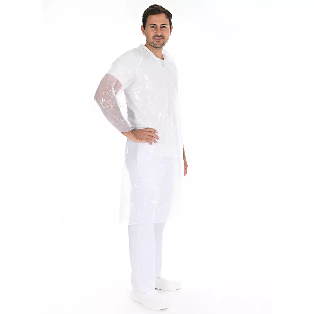 HygoNorm 27329, PE Light Visitor Gowns, Push Buttons, White, image 2