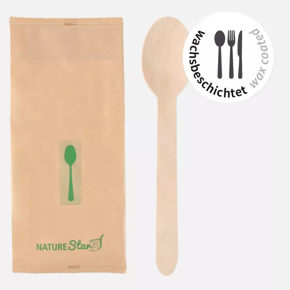 NATUREStar 388622, Organic Wood Spoon Cutlery Sets, FSC® 100%, Wax Coated, image 1, gallery thumbnail