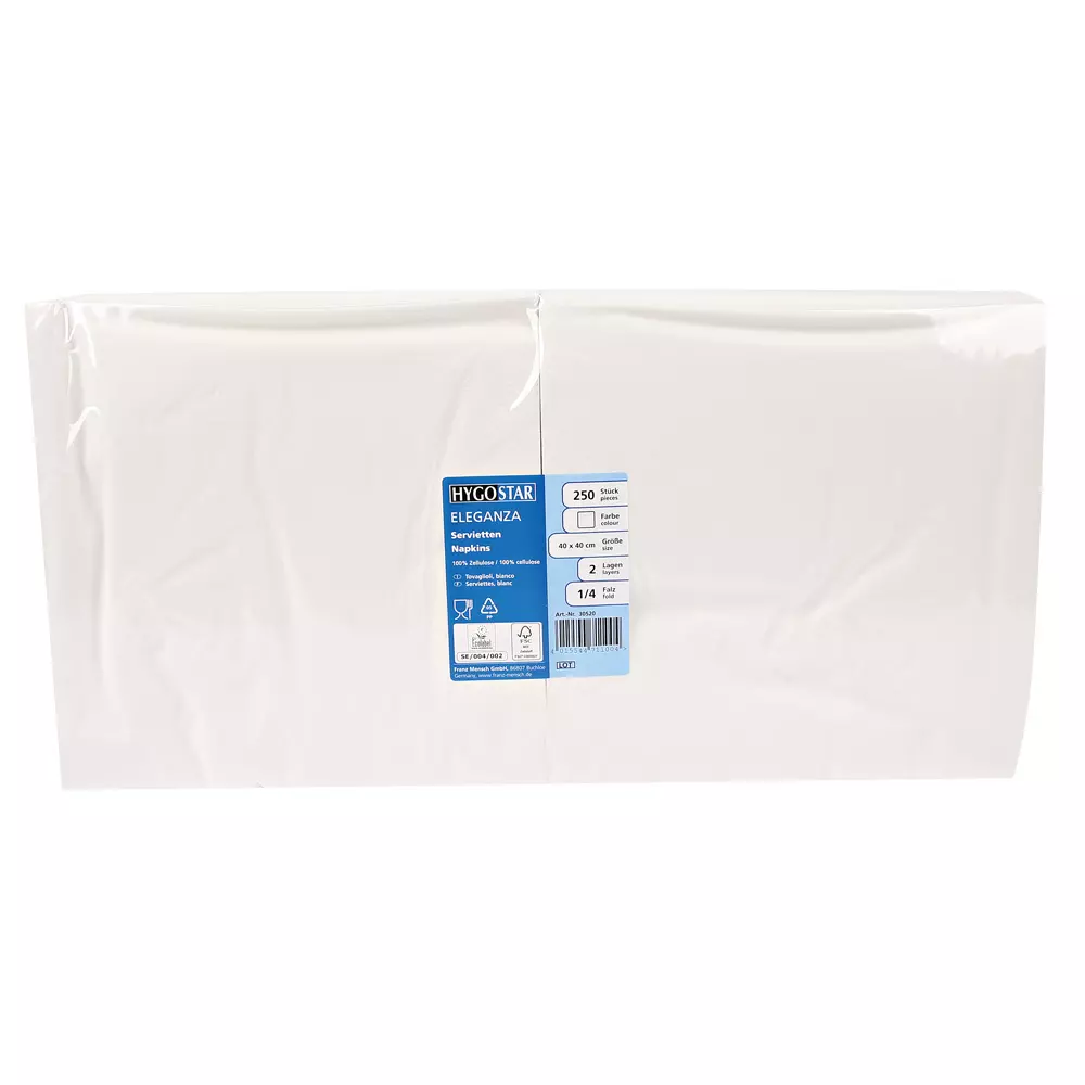 HygoStar 30520, Eleganza Servietten, 40 x 40 cm, 2-lagig, 1/4-Falz, Weiß, FSC®-Mix (Zellstoff), image 2