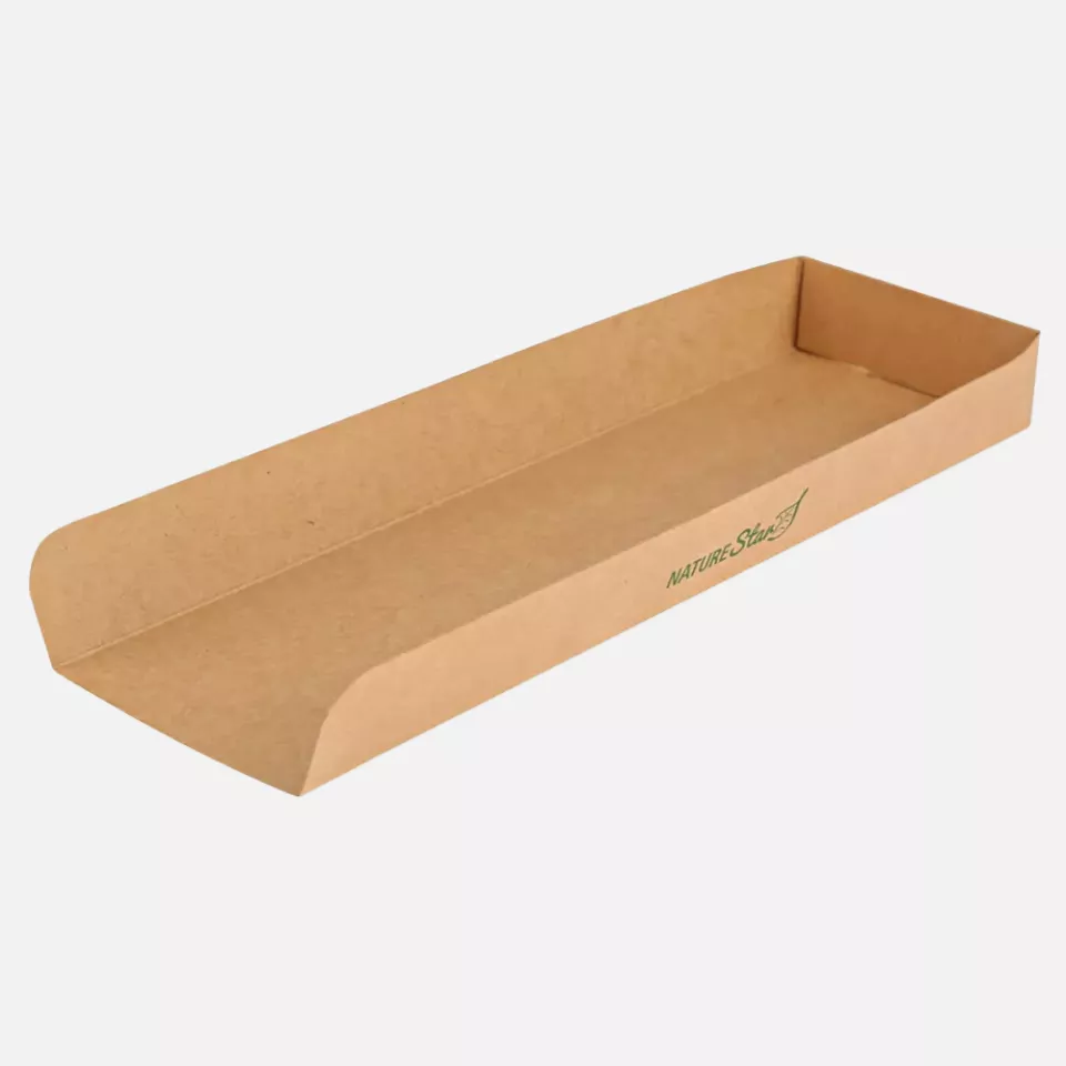 NATUREStar 417028, Organic Kraft Paper/PE Hot Dog Trays, 280 x 80 x 30 mm, FSC®-Mix, image 1, gallery thumbnail