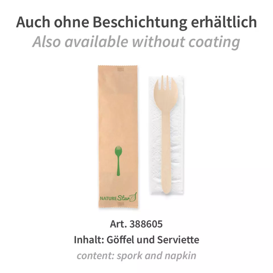 NATUREStar 388625, Spork Organic Wood Cutlery Sets, FSC® 100%, Wax Coated, image 5, gallery thumbnail