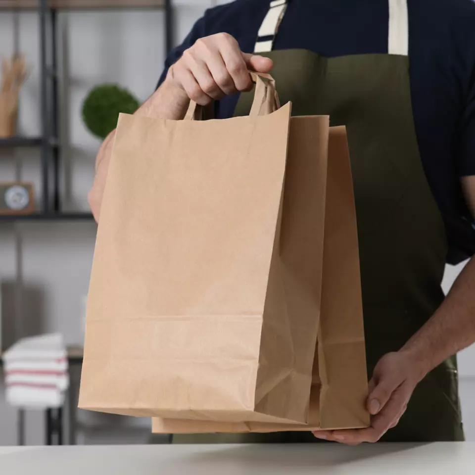 NATUREStar 35566, Organic Kraft Paper Carrier Bags, 320 + 170 x 250 mm, Brown, image 7, gallery thumbnail