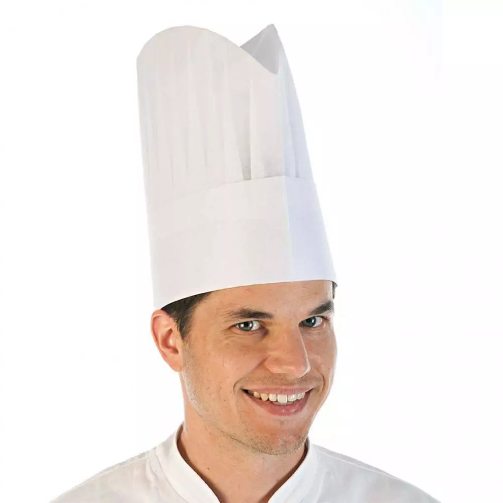 HygoStar 0980, Excellent Special Crepe Paper Chef's Hats, 22 cm, White