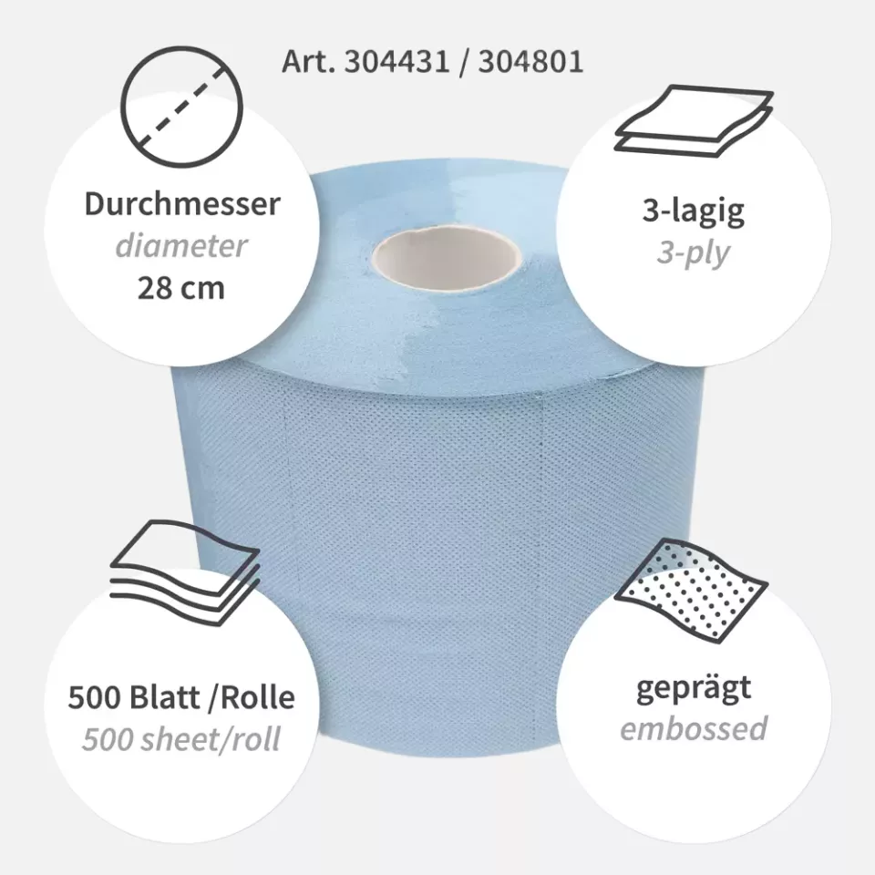 HygoClean 304431, Recycling-Putzpapier, 3-lagig, Blau, image 3, gallery thumbnail