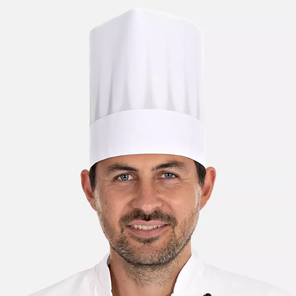 HygoNorm 09649, Europa Embossed, Exposed Paper Chef's Hat, 21 cm, White, image 1, gallery thumbnail