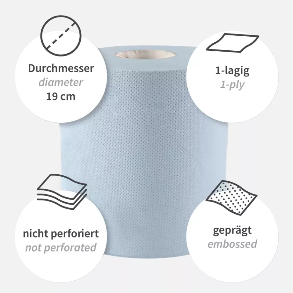 HygoClean 30416, Recycled Paper Paper Towel Rolls, 1-Ply, Centerfeed, Blue, image 3, gallery thumbnail