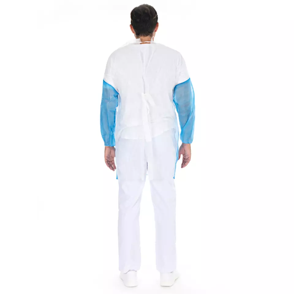 HygoStar 27976, Duo PP/PE Kittel, ohne Perforation, XL, Weiß/Blau, image 3, gallery thumbnail