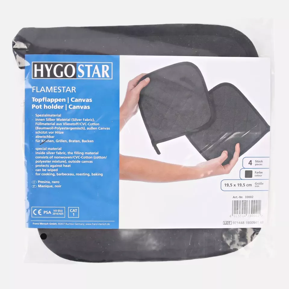 HygoStar 33002, Flamestar Canvas Pot Holders, 19,5 x cm, Black, image 1, gallery thumbnail