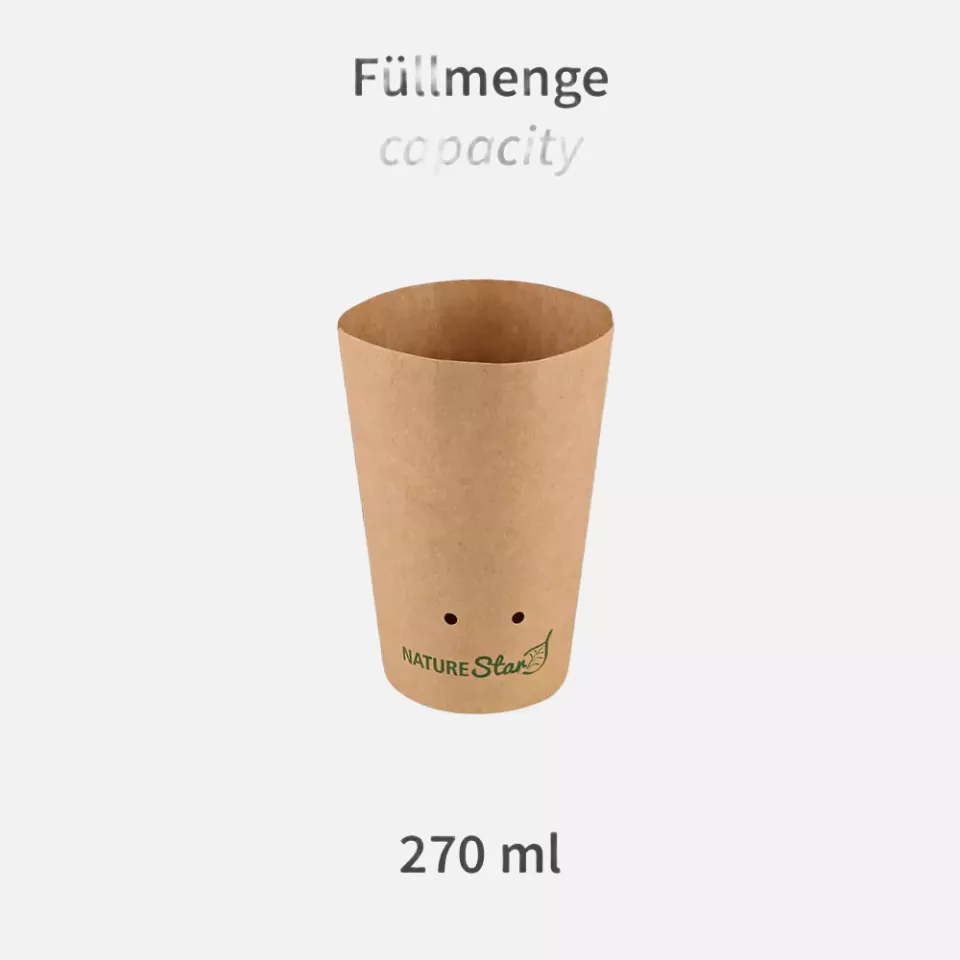 NATUREStar 417927, Organic Kraft Paper/PE Snack Boxes, Ø 60 mm x 117 mm, 270 ml, FSC®-Mix, image 1, gallery thumbnail