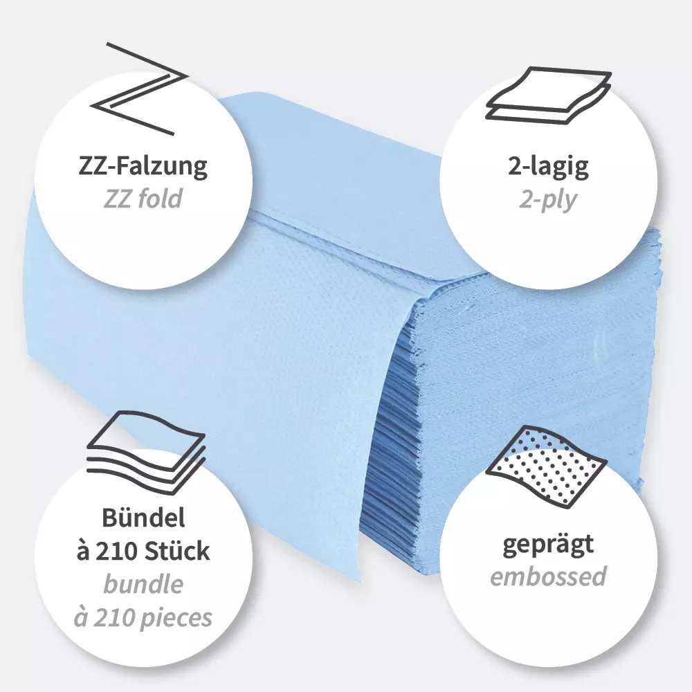 HygoClean 30404, Recycling-Papierhandtücher, 2-lagig, V/ZZ-Falzung, Blau, image 4