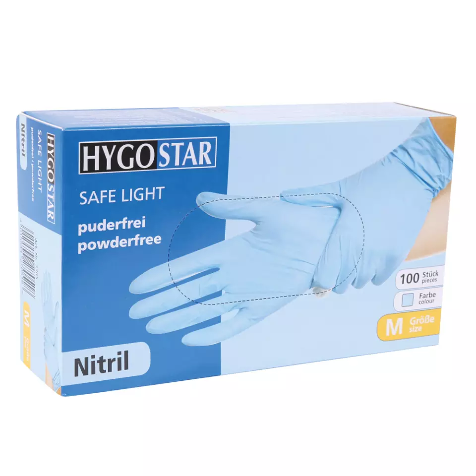 HygoStar 2702, Safe Light Nitrile Gloves, 11/XXL, Blue, Powder-Free, image 3, gallery thumbnail