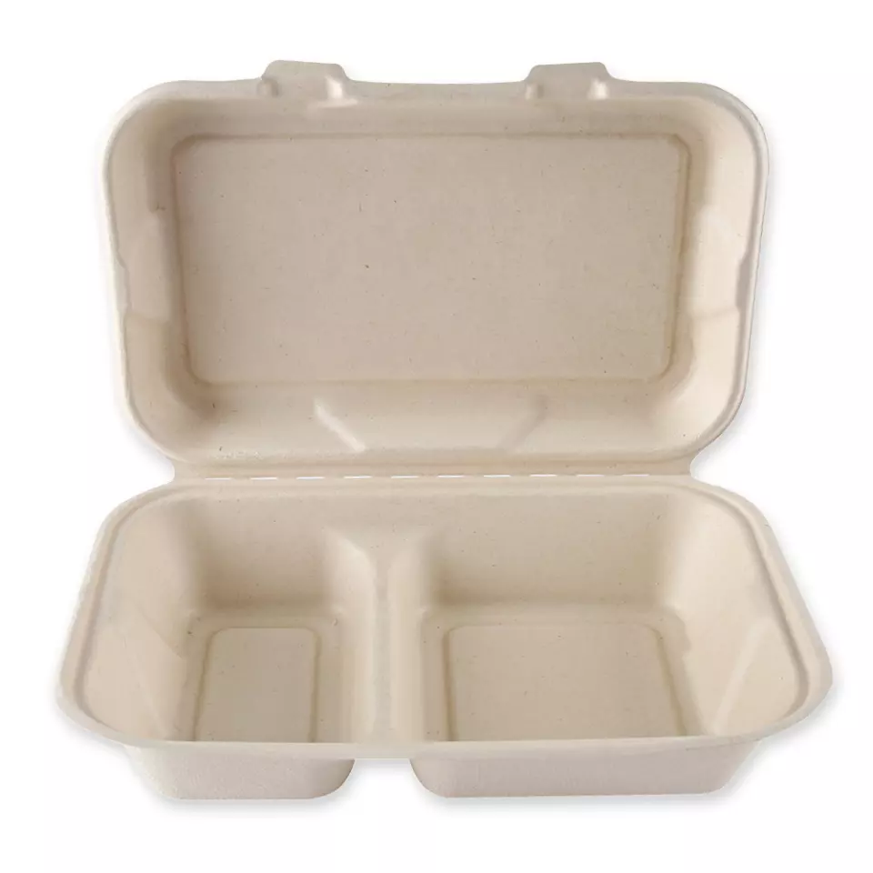 NATUREStar 412255, Organic Bagasse Menu Boxes with Hinged Lid, image 1, gallery thumbnail