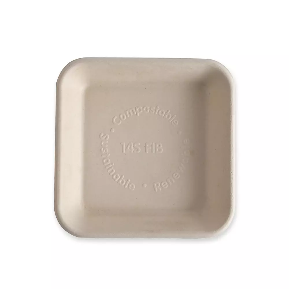 NATUREStar 411625, Rechteckige Bio-Bagasse-Schalen, 153 x 24 mm, Natur