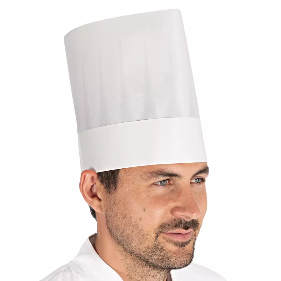 HygoStar 0964, Europa Original Chef's Hat, 22 cm, White, Absorbent Paper, Exposed, image 1, gallery thumbnail