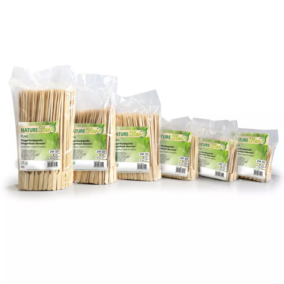 NATUREStar 38952, Organic Flag Bamboo Fingerfood Skewers, 90 mm, Natural, image 2, gallery thumbnail