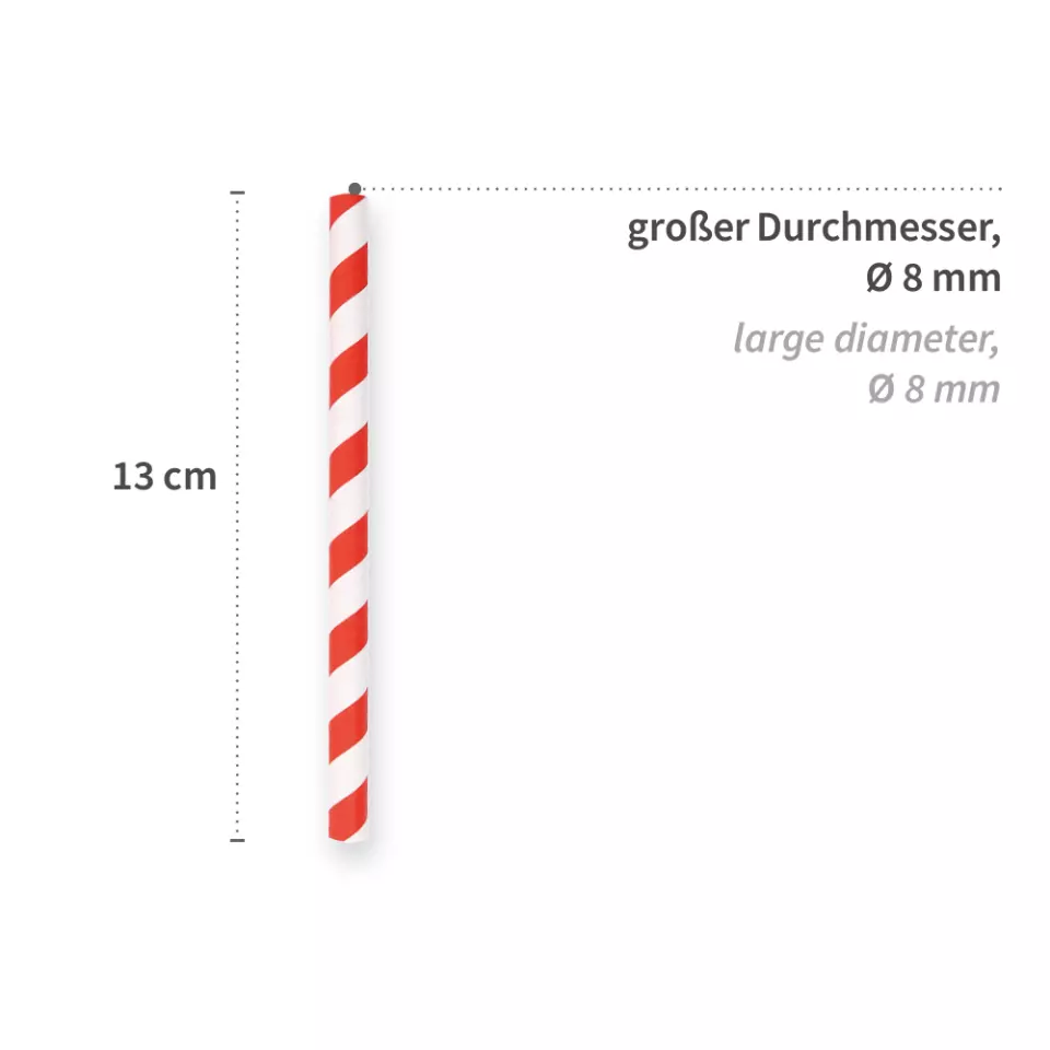 NATUREStar 421350, Cocktail Organic Paper Straws, FSC®-mix, red/white striped, ø 8 mm, 130 mm, image 3, gallery thumbnail