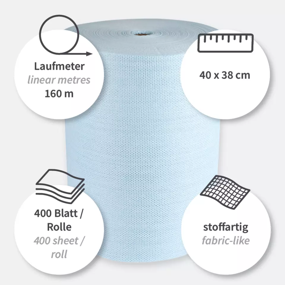 HygoClean 31706, Hygotex Eco Cleaning Cloths, Viscose/Polyester, Roll, Blue, image 4, gallery thumbnail