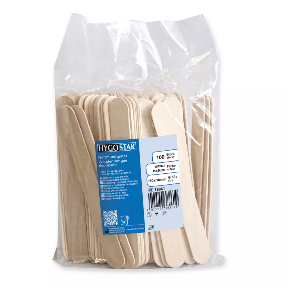 HygoStar 38861, Organic Wooden Tongue Depressors, 150 mm x 18 mm x 1.5 mm, image 2