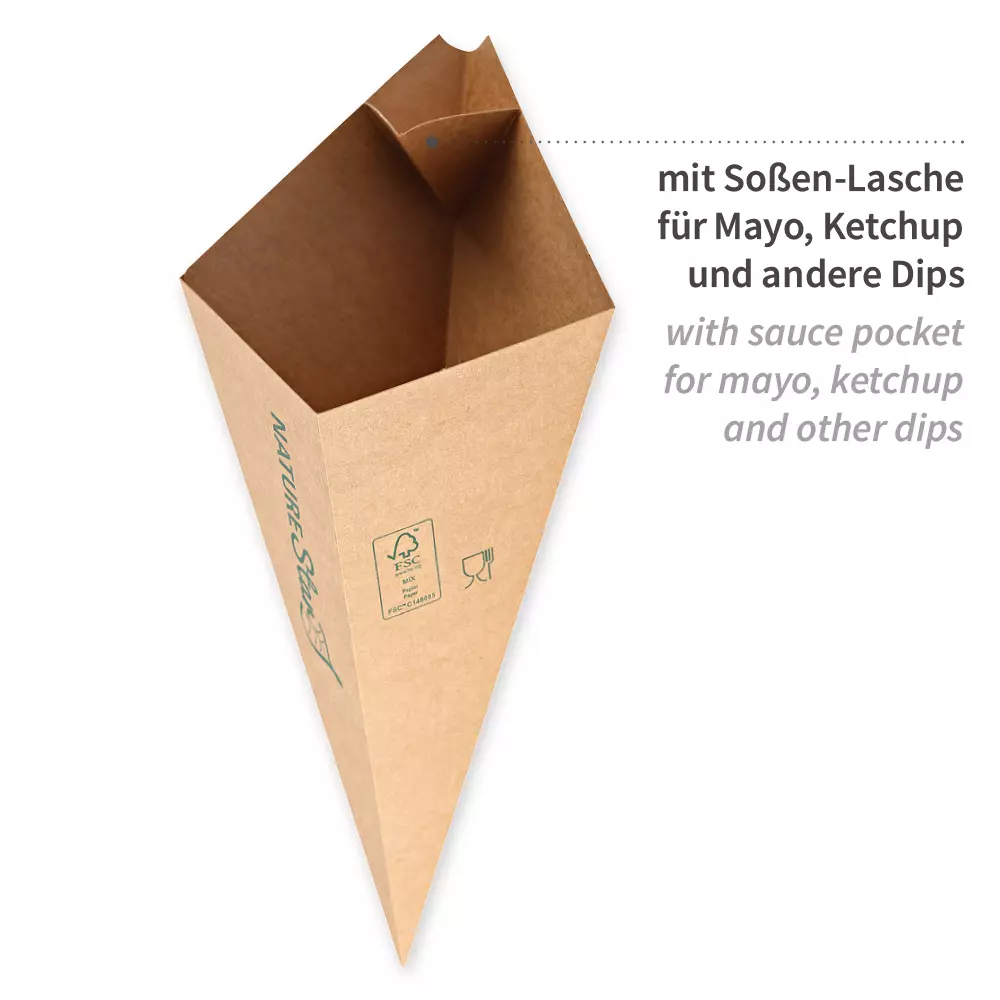NATUREStar 417728, Conical Organic Kraft Paper/PE Fry Bags, Ø 280 mm x 167 mm, FSC®-mix, image 2