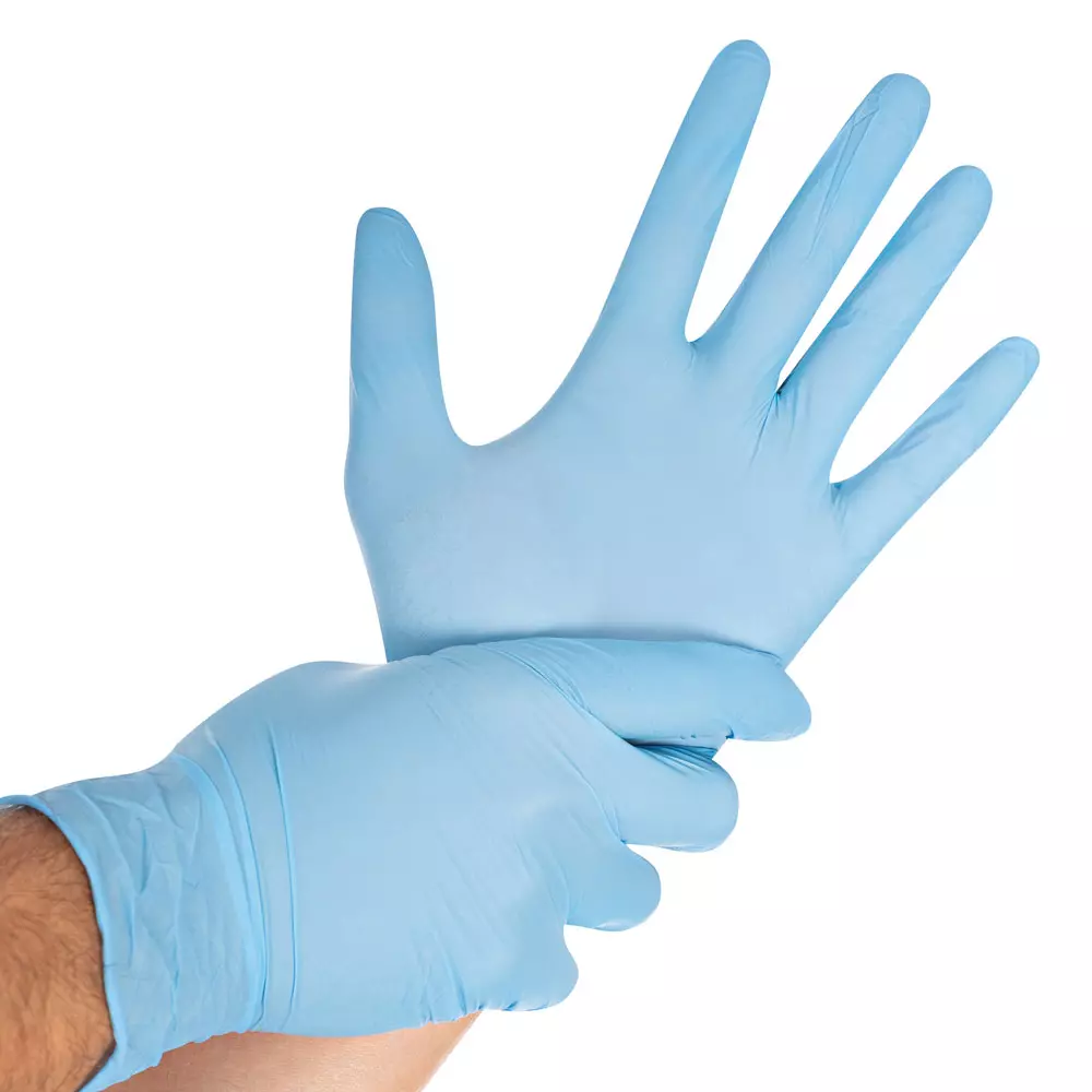 HygoStar 2702, Safe Light Nitrile Gloves, 11/XXL, Blue, Powder-Free, image 1