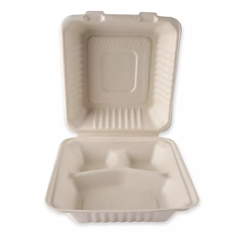 NATUREStar 412235, Organic Bagasse Menu Boxes, Hinged Lid, image 3