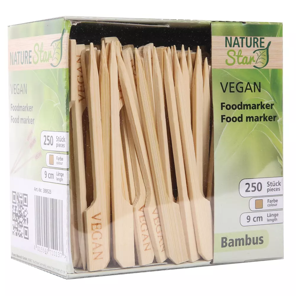 NATUREStar 389523, Organic Vegan Bamboo Food Marking Skewers, 90 mm, Natural, image 3