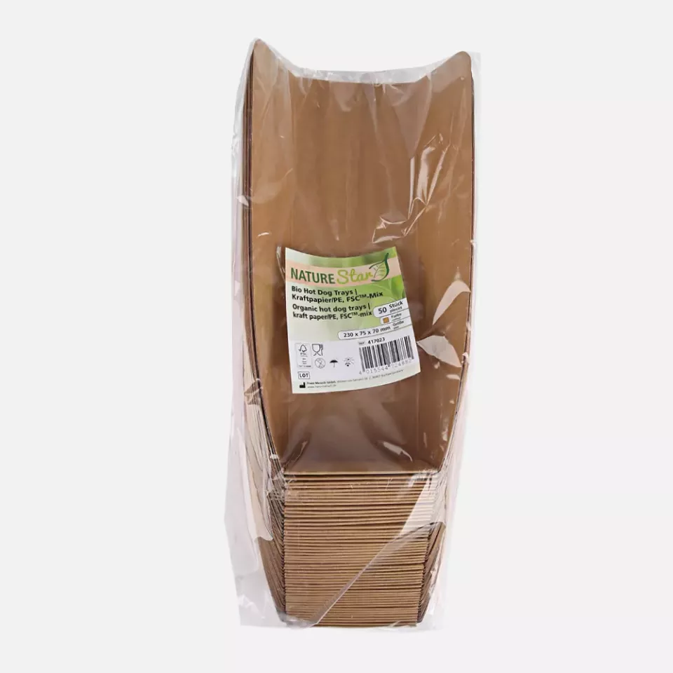 NATUREStar 417023, Organic Hot Dog Trays, 230 x 75 70 mm, Kraft Paper/PE, FSC®-Mix, image 5, gallery thumbnail