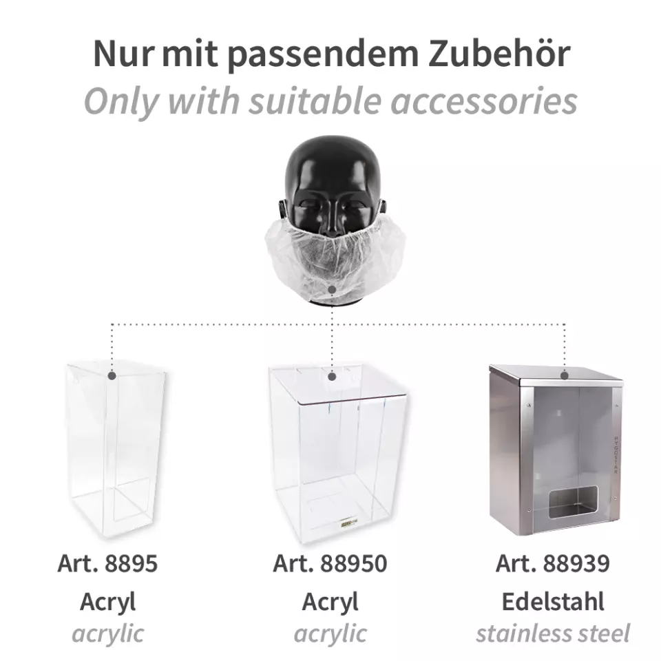 HygoStar 29220, PP Earloop Beard Covers, White, image 4, gallery thumbnail