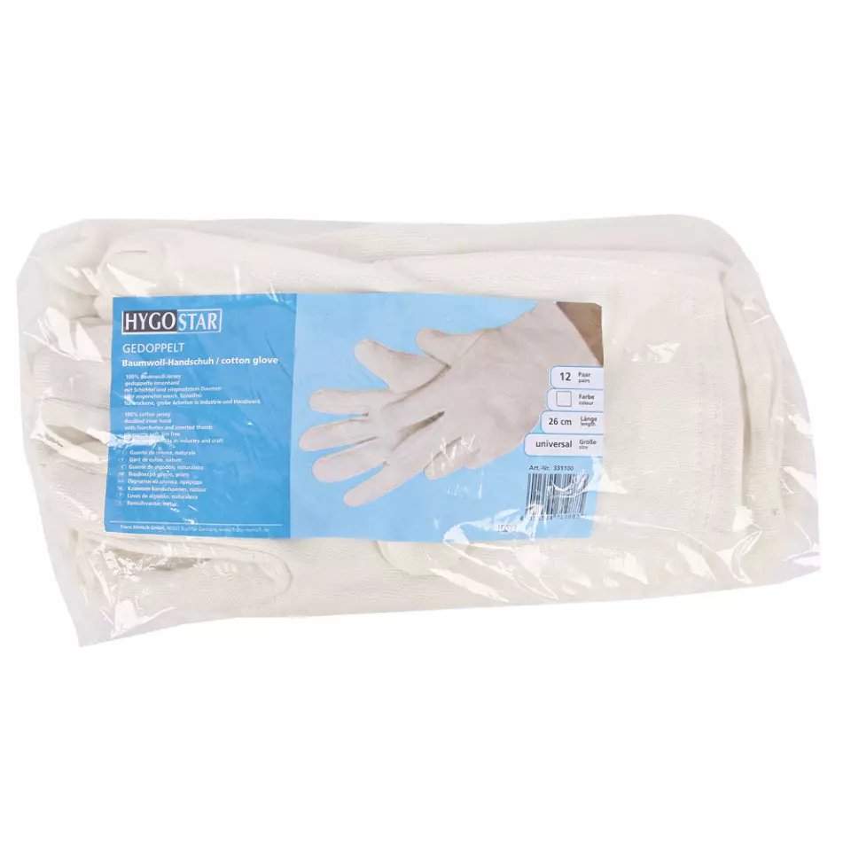 HygoStar 331100, Doubled Cotton Gloves, One Size, White, image 2, gallery thumbnail