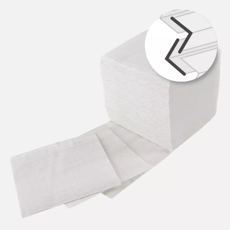 HygoClean 30427, 2-Ply Interfold Cellulose Toilet Paper, Single Sheet, White, FSC®-Mix, image 1, gallery thumbnail