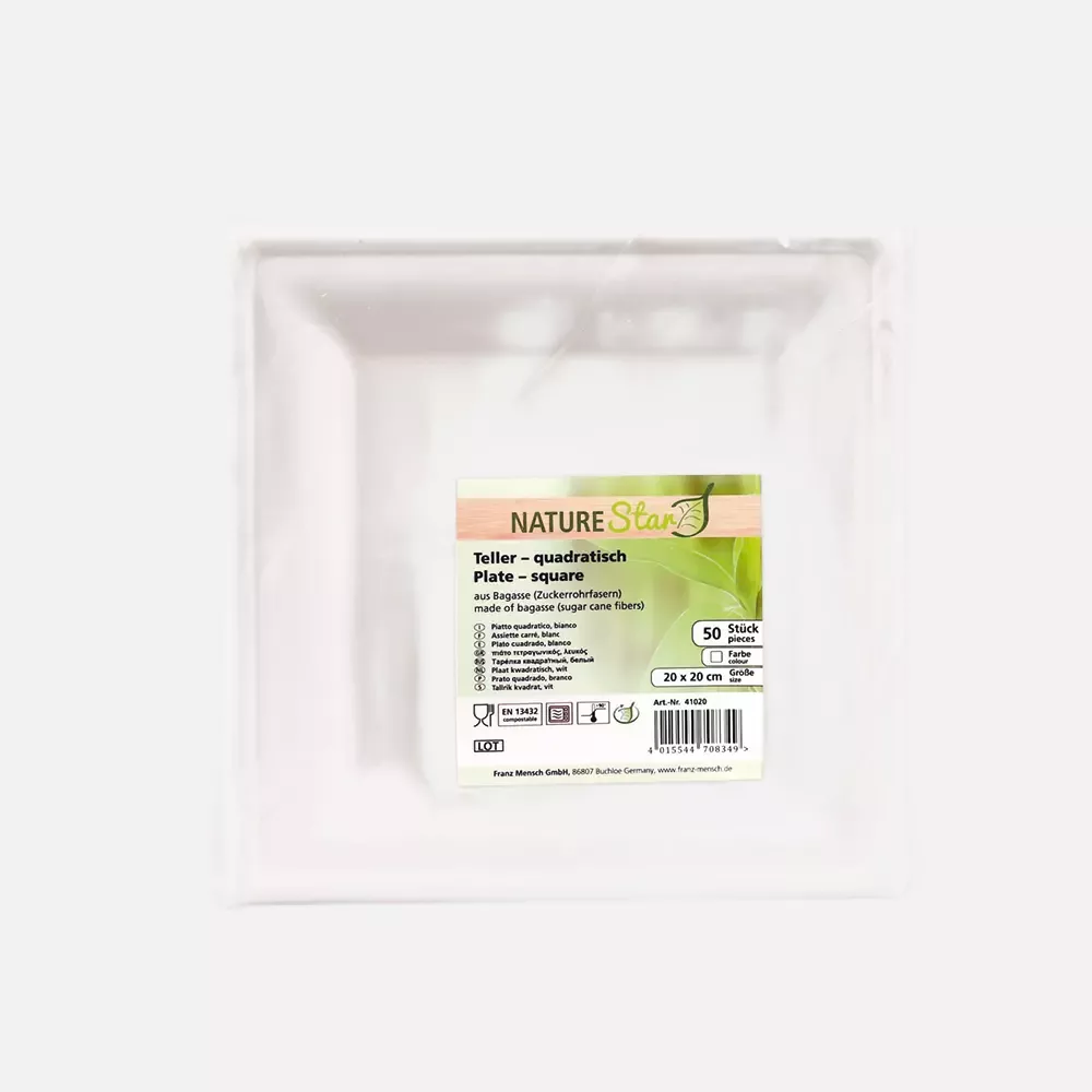 NATUREStar 41020, Quadratische Bio-Bagasse-Teller, 200 x 200 mm, image 4